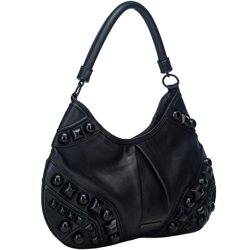 

Burberry Black Embellished Leather Hobo Bag