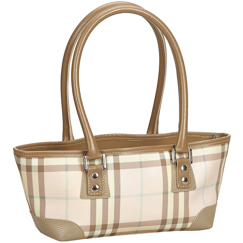

Burberry Pink PVC Candy Check Top Handle Bag, Multicolor