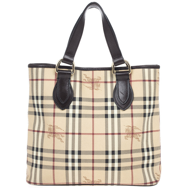 Pre Owned Burberry Beige Haymarket Onslow Tote