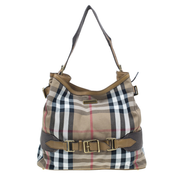 Pre Owned حقيبة بربري هاوس تشيك برورسم بني كلاسيكية