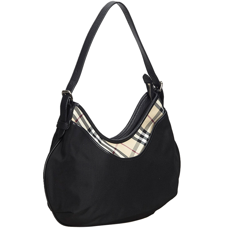 

Burberry Black Nylon Hobo Bag