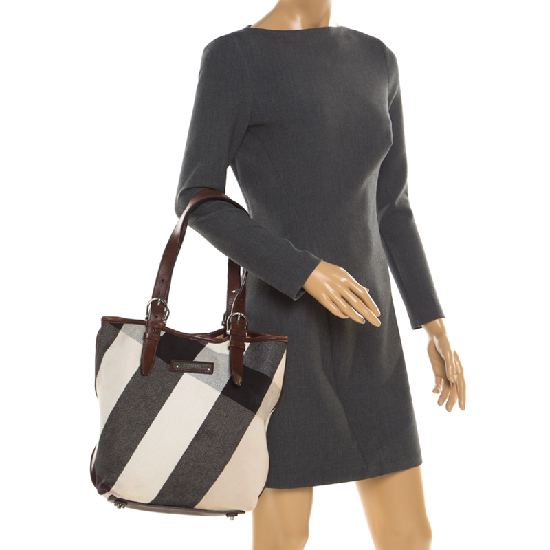 

Burberry Brown Mega Check Canvas and Leather Tote