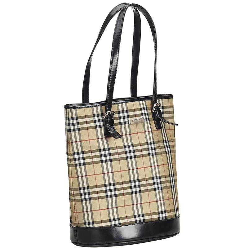 

Burberry Brown/Beige House Check Canvas Tote Bag
