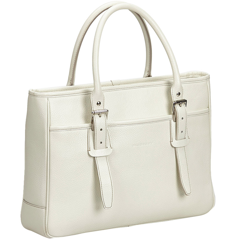

Burberry White Pebbled Leather Tote