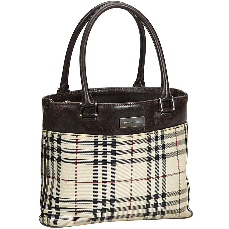 

Burberry Beige/Brown House Check Coated Canvas and Leather Tote