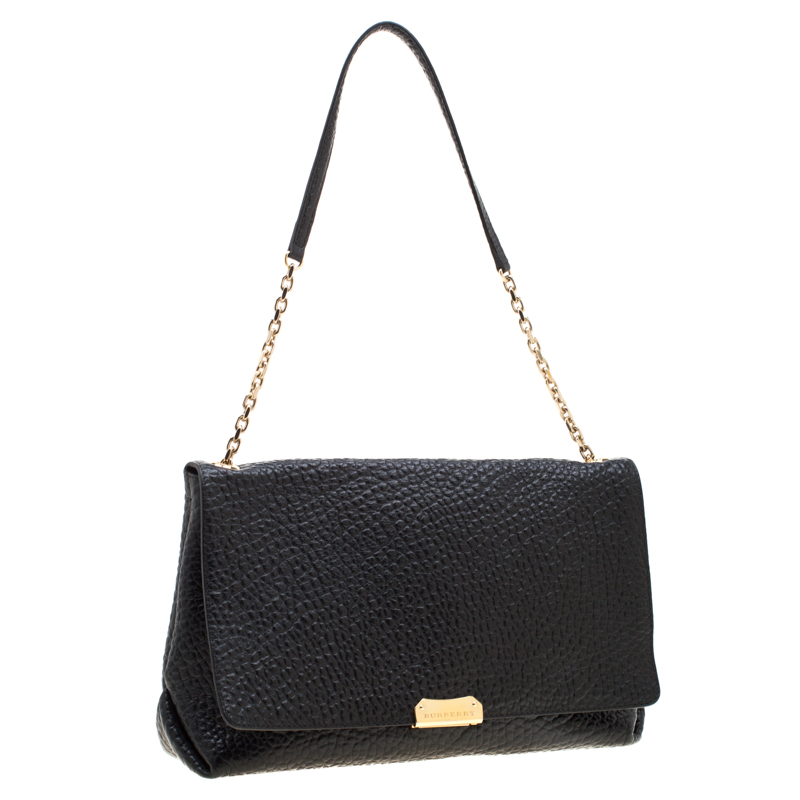 Burberry Black Leather Hayes D-Ring Chain Small Shoulder Bag at 1stDibs