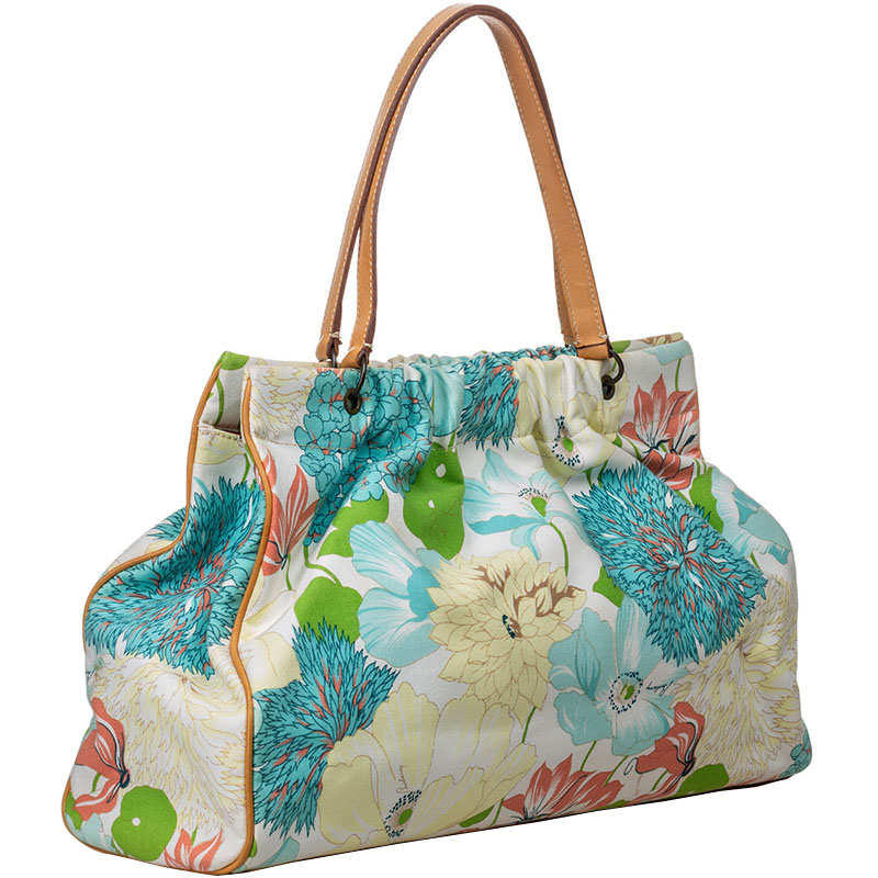 

Burberry White/Blue Floral Printed Canvas Tote, Multicolor