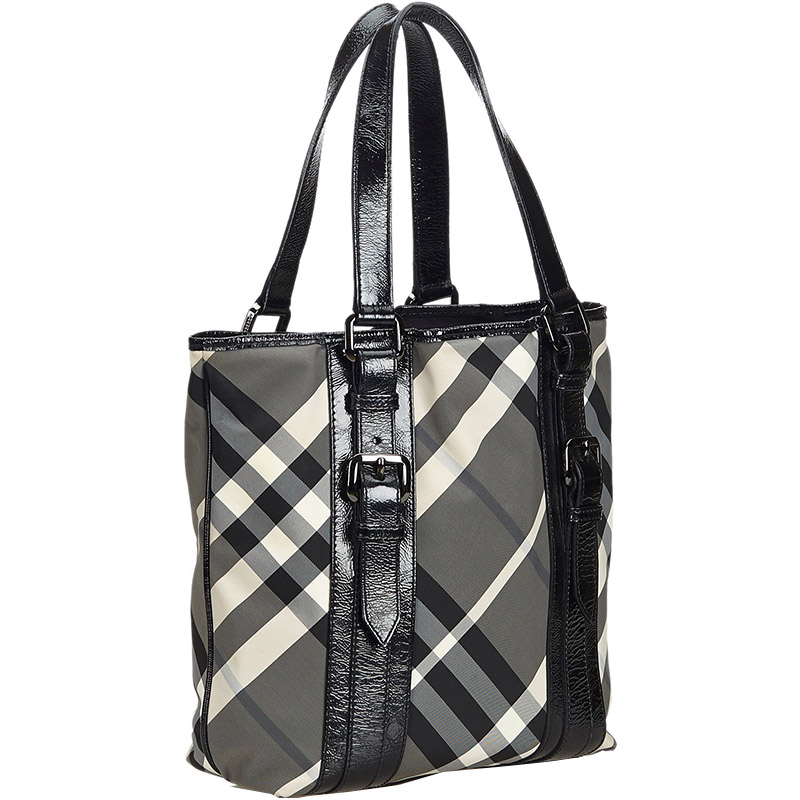 

Burberry Black Beat Check Nylon Victoria Tote Bag