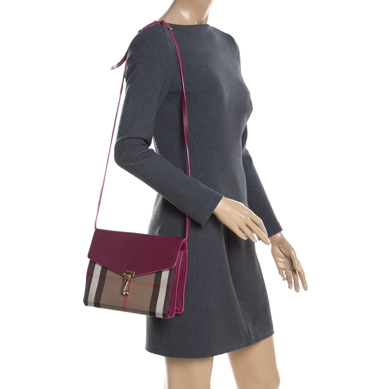 

Burberry Purple House Check Fabric and Leather Crossbody Bag