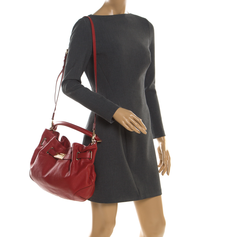 

Burberry Red Leather Willenmore Hobo
