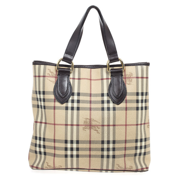 Pre Owned Burberry Beige Haymarket Medium Regent Tote