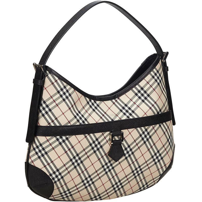 

Burberry Beige/Black Nova Check Canvas Hobo Bag