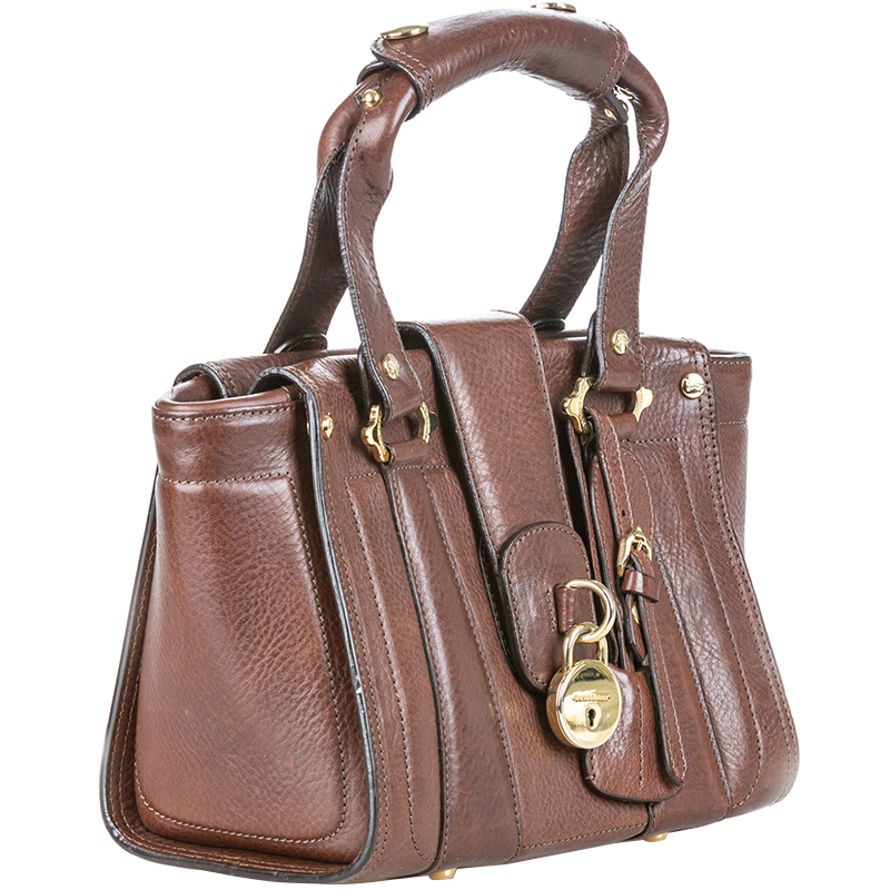 

Burberry Brown Leather Front Flap Lock Everyday Bag