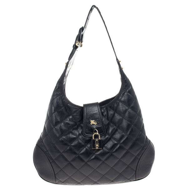 Burberry Black Quilted Leather 'Brooke' Hobo 