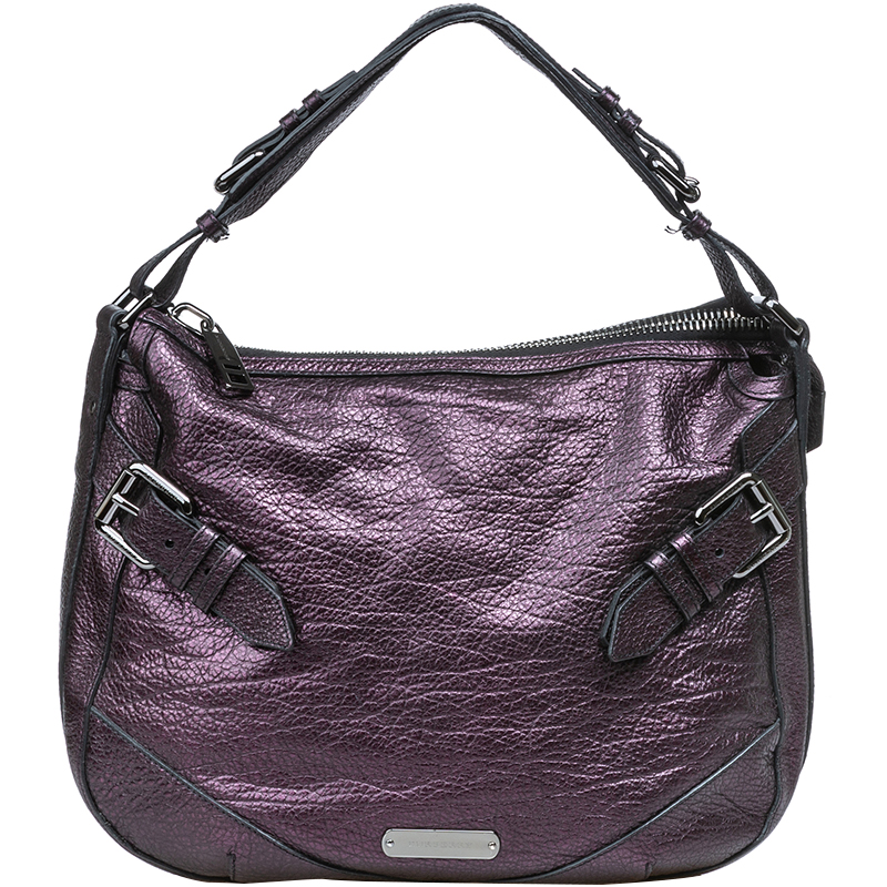 Pre Owned Burberry Purple Leather Hobo Bag Modesens 2203