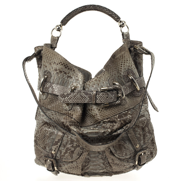مملوكة مسبقًا Burberry Bromley Python Drawstring Shoulder Bag