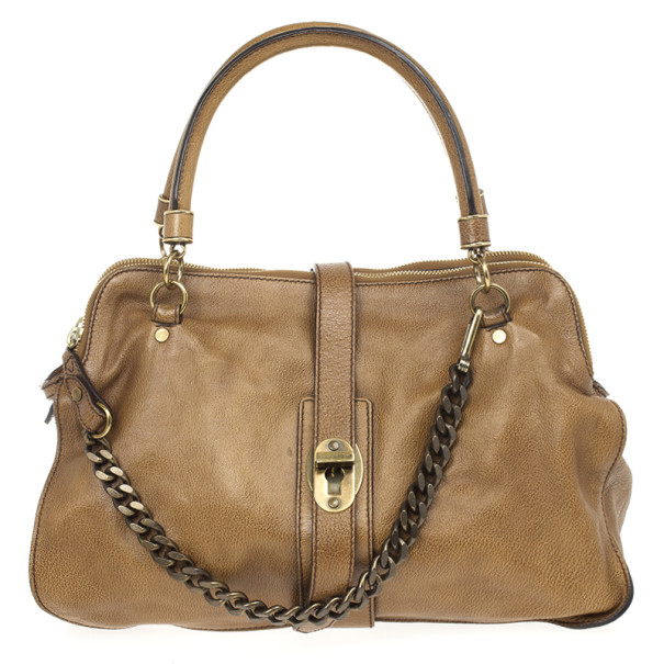 مملوكة مسبقًا Burberry Brown Leather Chain Medium Tote