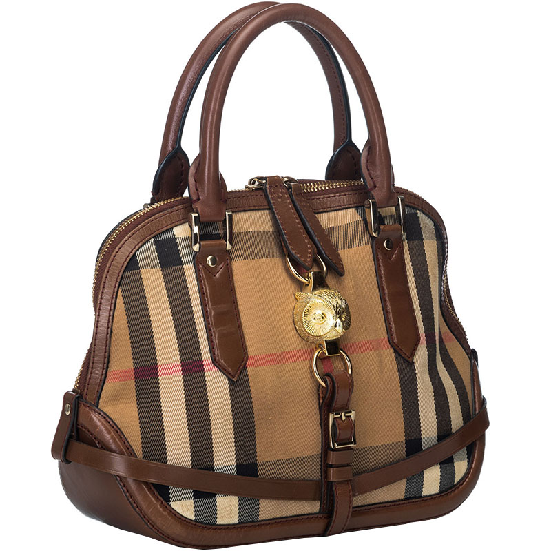 

Burberry Brown House Check Canvas Orchard Owl Satchel