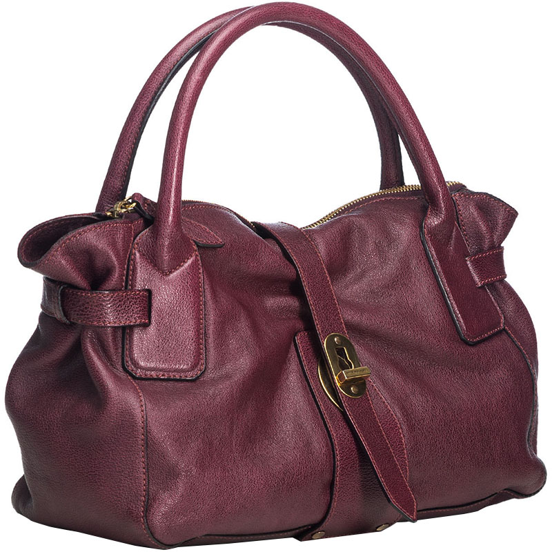 

Burberry Purple Leather Bartow Satchel