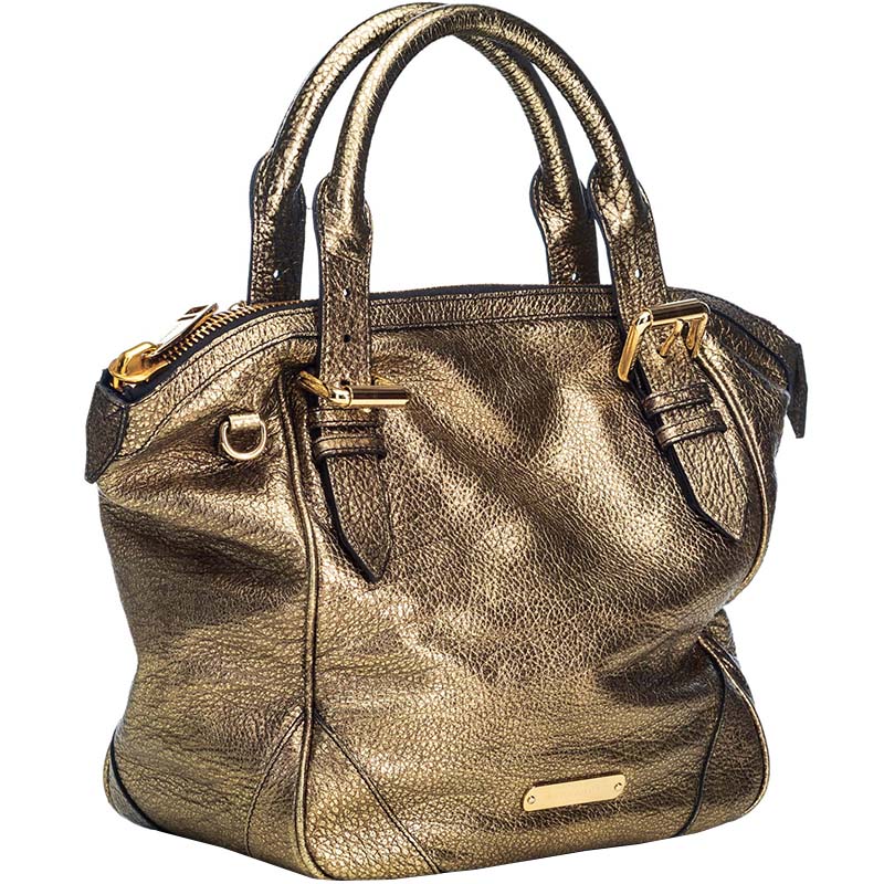 

Burberry Gold Metallic Leather Satchel