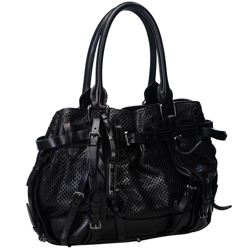 

Burberry Black Leather Mesh Rowan Satchel