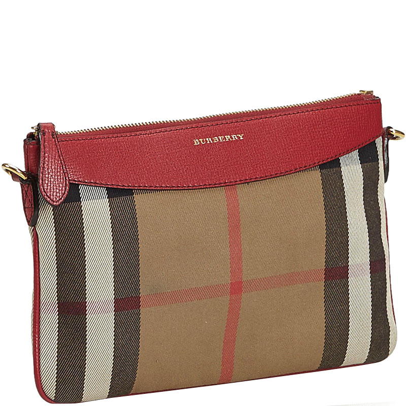 

Burberry Red/Beige House Check Jacquard Crossbody Bag, Multicolor