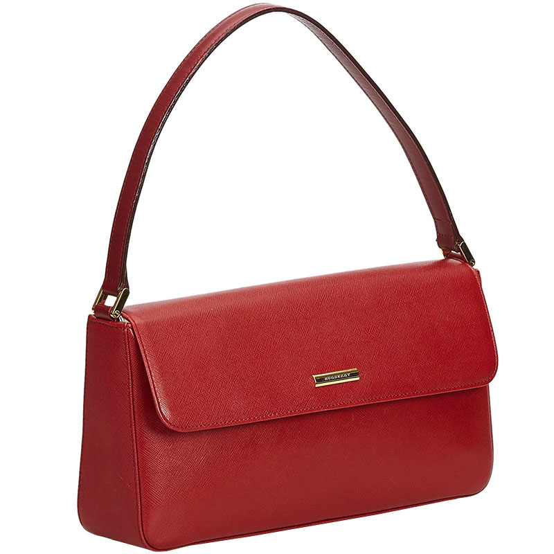 Burberry Red Leather Baguette