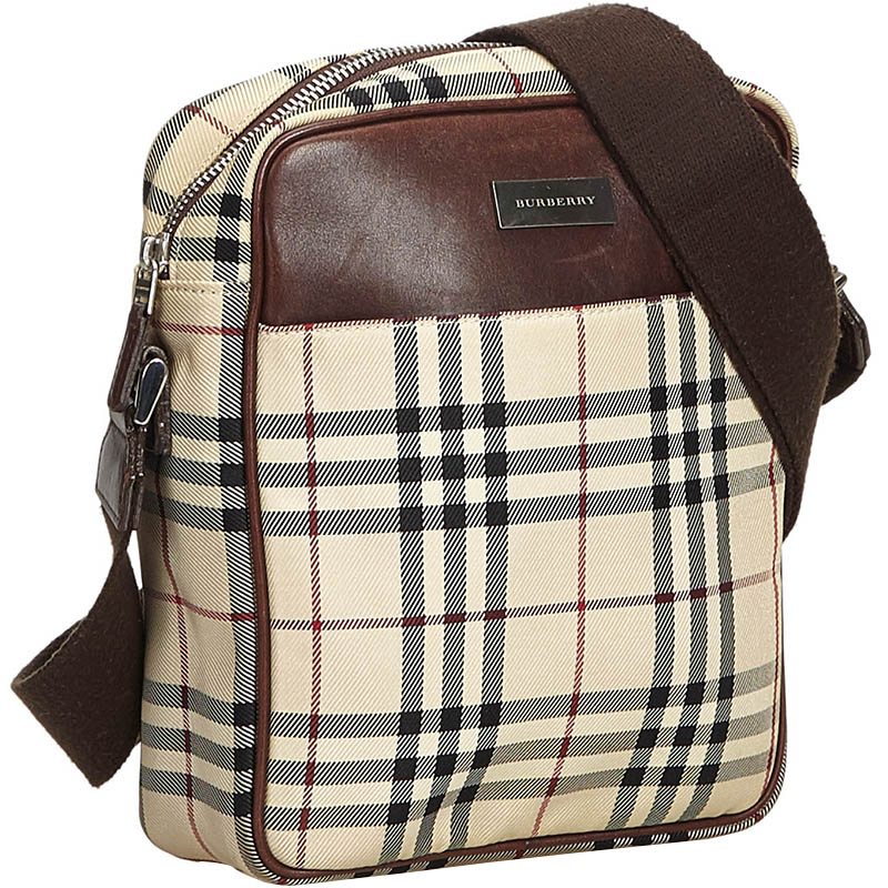 

Burberry Brown Plaid Nylon Crossbody Bag, Multicolor