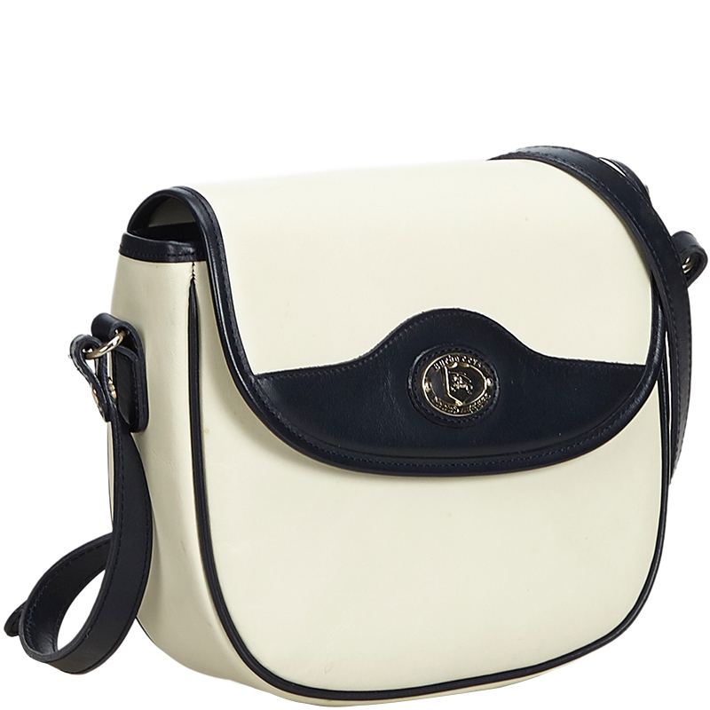 

Burberry White/Navy Leather Crossbody Bag, Black