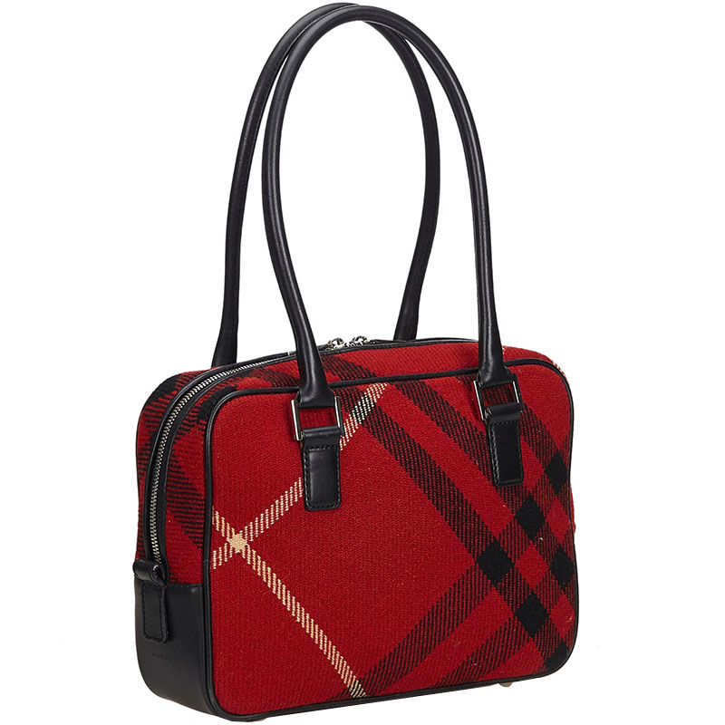 

Burberry Red Plaid Wool Shoulder Bag