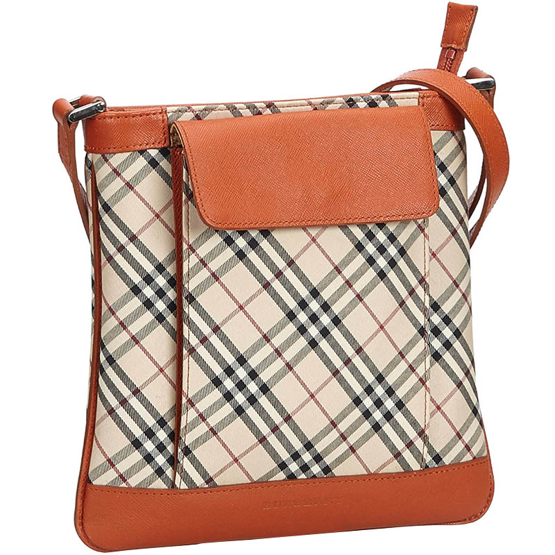 

Burberry Brown/Beige Leather Plaid Jacquard Crossbody Bag