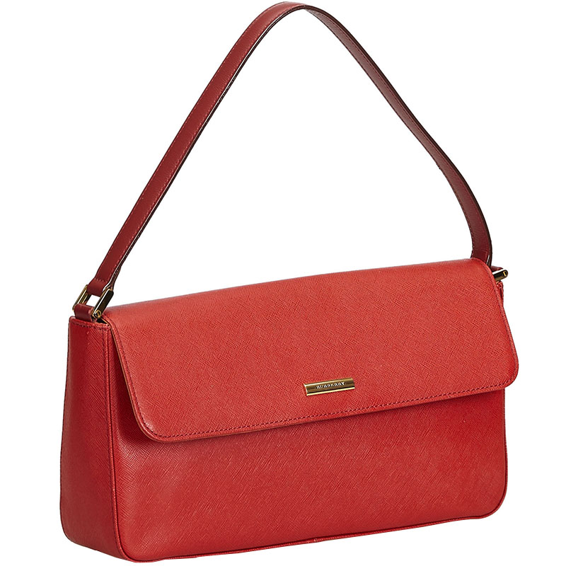 

Burberry Red Leather Baguette Bag