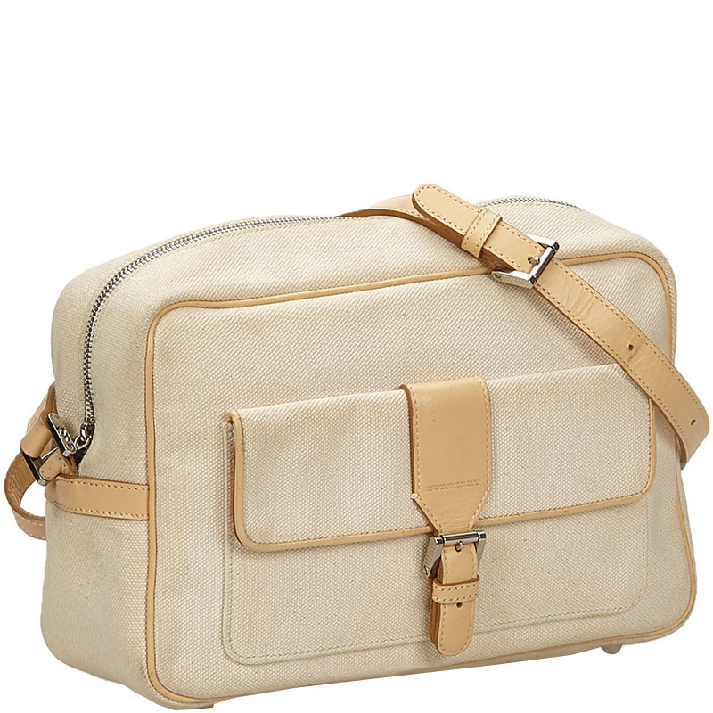 

Burberry White/Brown Canvas Crossbody Bag