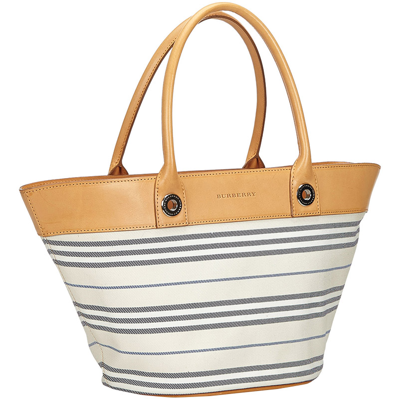 

Burberry Beige Striped Canvas Shoulder Bag