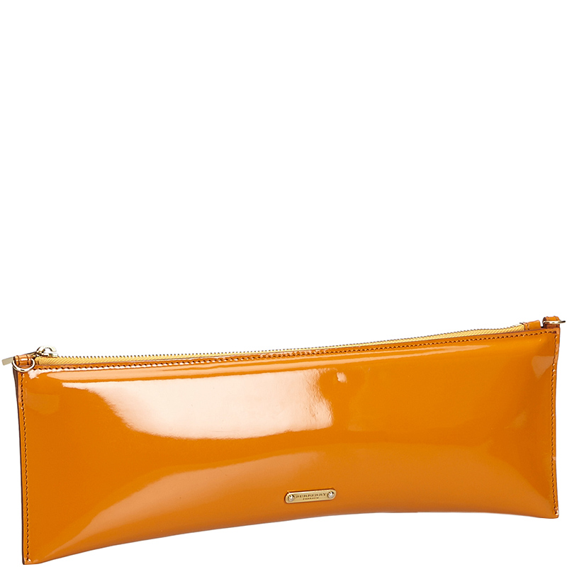 

Burberry Orange Patent Leather Shoulder Bag