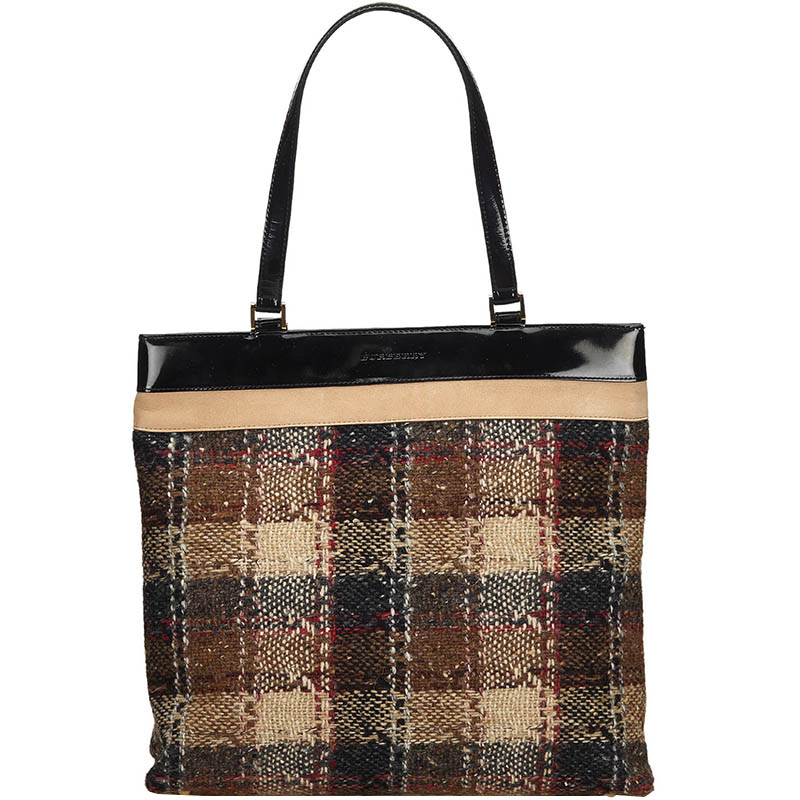 Burberry Multicolor Plaid Wool Tote Bag Burberry Multicolor Plaid Wool Tote Bag