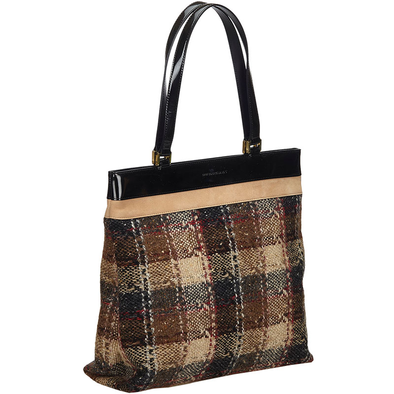 

Burberry Multicolor Plaid Wool Tote Bag