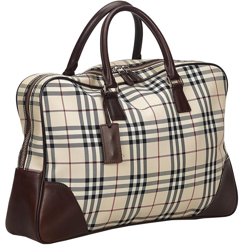 

Burberry Brown/Beige Nylon House Check Top Handle Bag