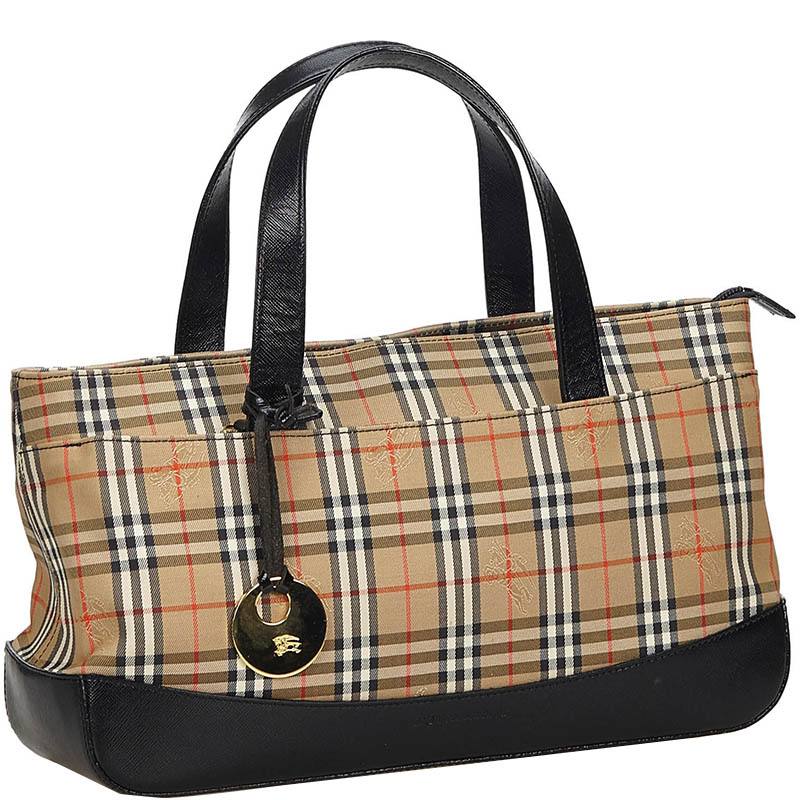 

Burberry Beige Haymarket Check Canvas Tote