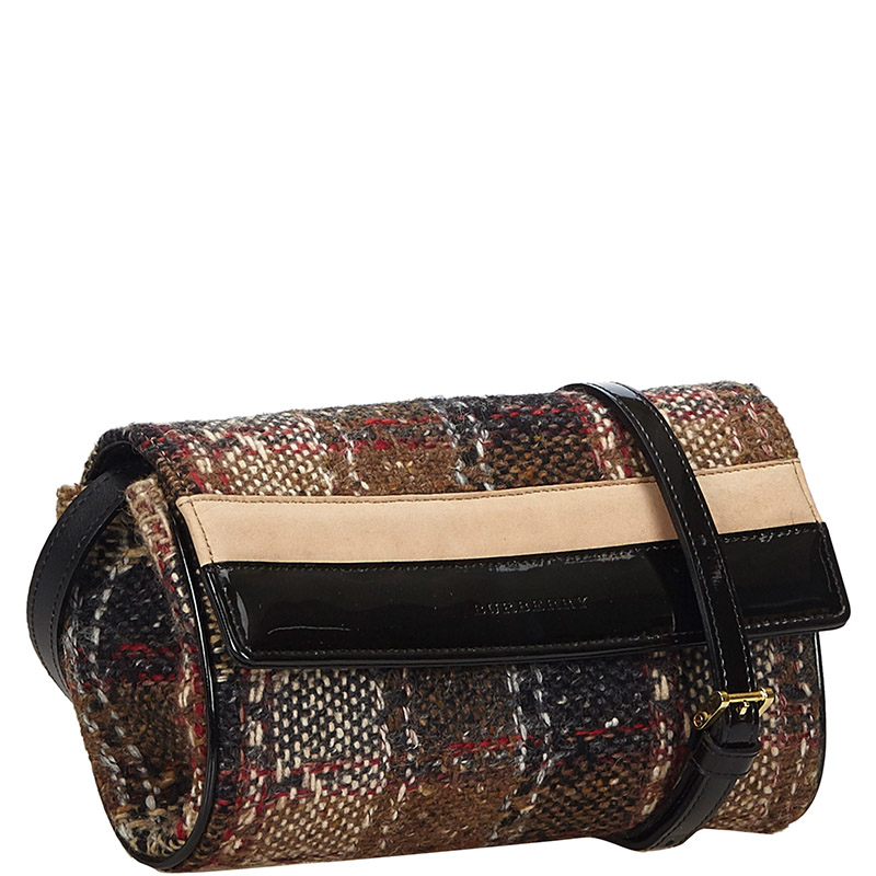 

Burberry Brown Plaid Wool Crossbody Bag
