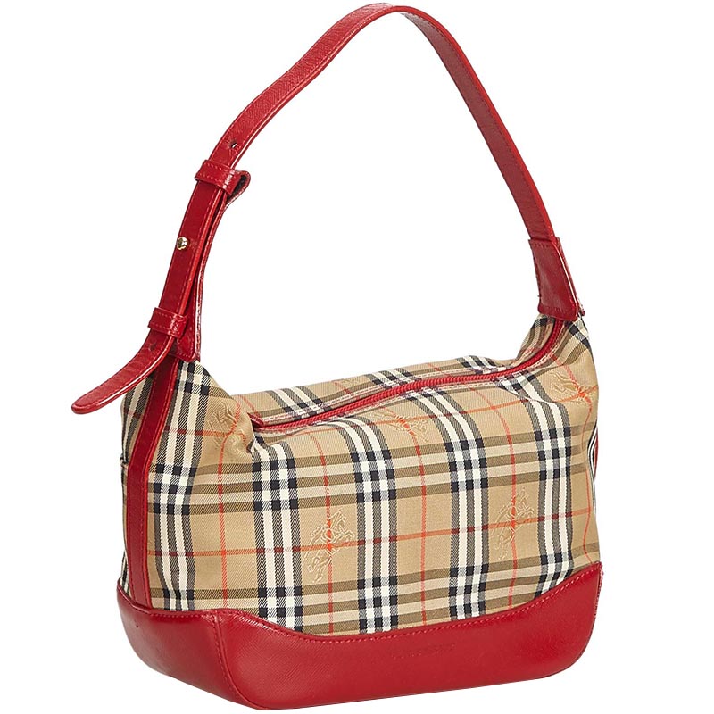 

Burberry Biege/Red Haymarket Canvas Shoulder Bag, Multicolor