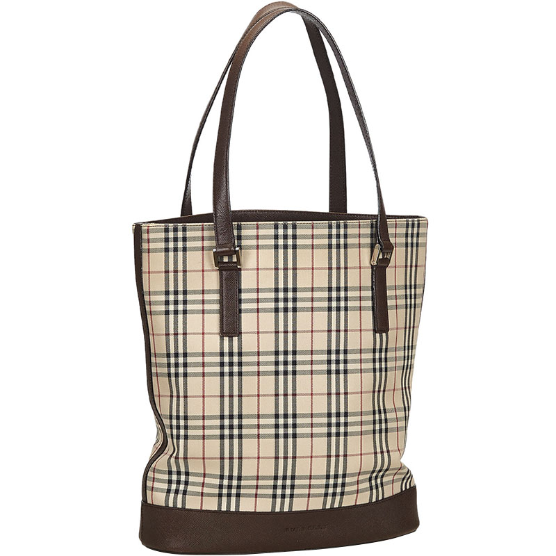 

Burberry Brown/Beige House Check Canvas Tote Bag, Multicolor