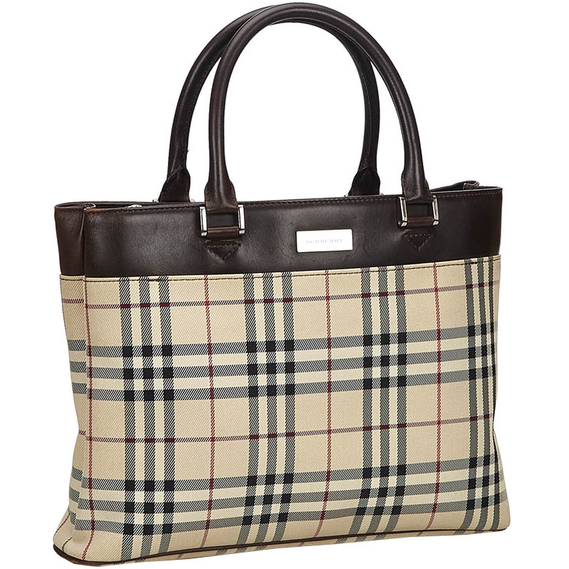 

Burberry Brown/Beige House Check Canvas Handbag