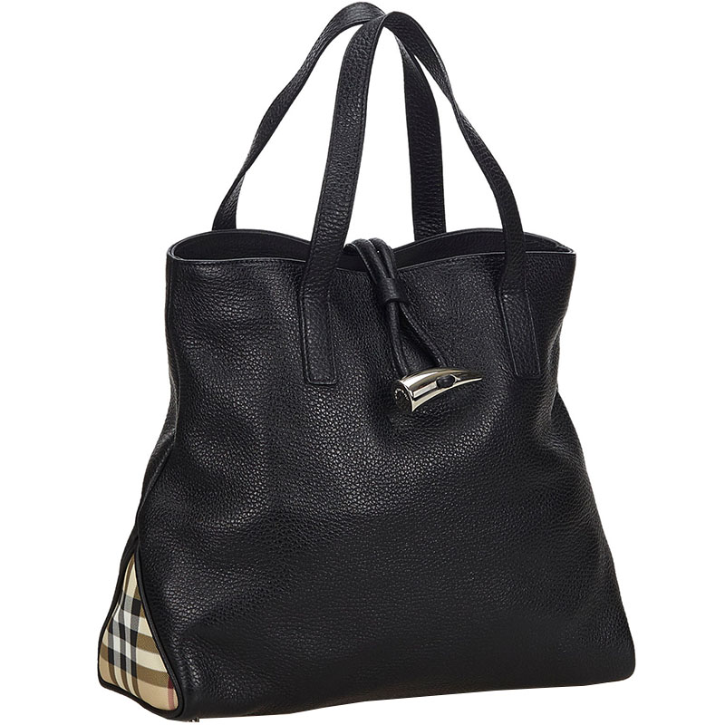 

Burberry Black Leather Tote Bag