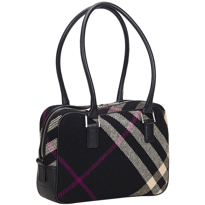 

Burberry Black Plaid Wool Shoulder Bag