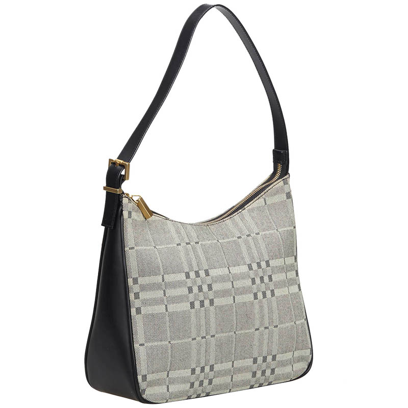 

Burberry Gray Plaid Jacquard Shoulder Bag, Black