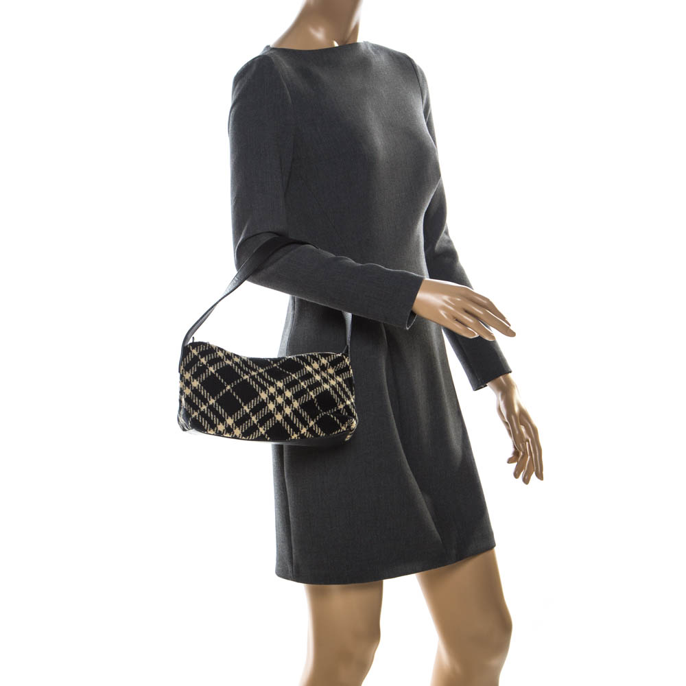 

Burberry Black Nova Check Wool Shoulder Bag