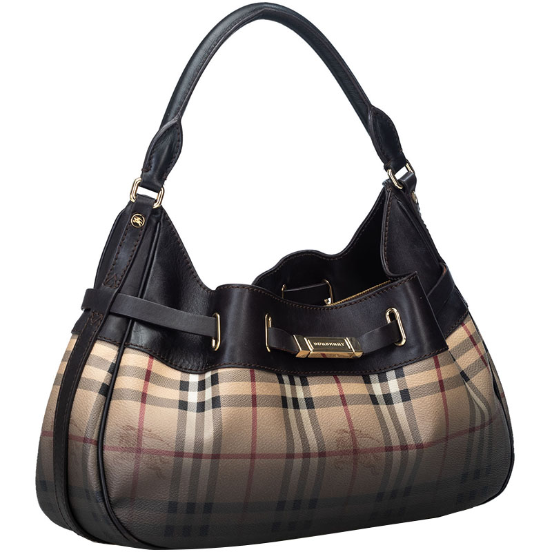 

Burberry Beige/Black Coated Canvas Smoke Check Hobo Bag