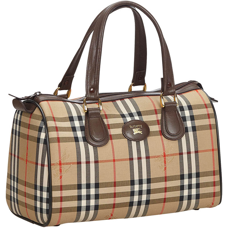 

Burberry Brown/Beige Canvas Haymarket Check Boston Bag