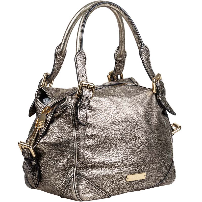 

Burberry Silver Metallic Leather Oakford Satchel